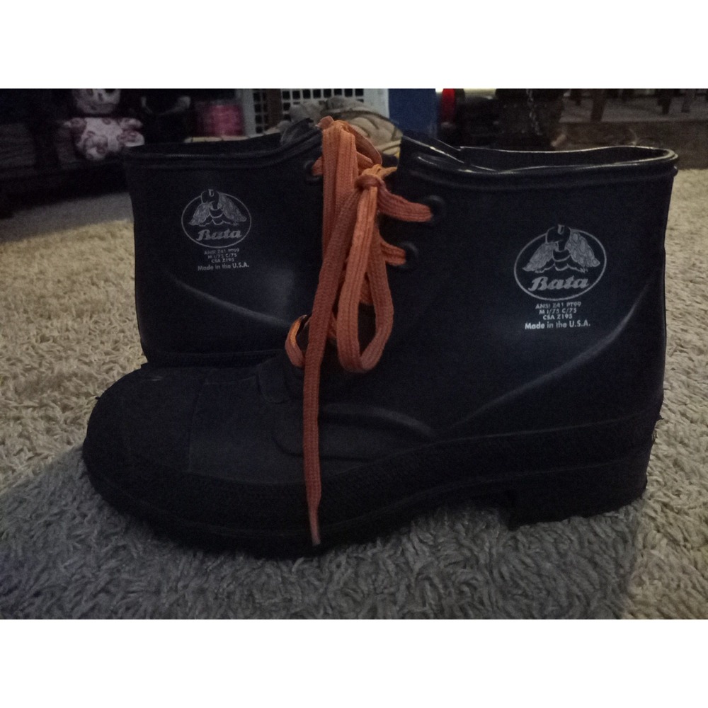 Bata Safety Rubber Boots Steel Toe Size 8 Made in U.S.A. Men's Black